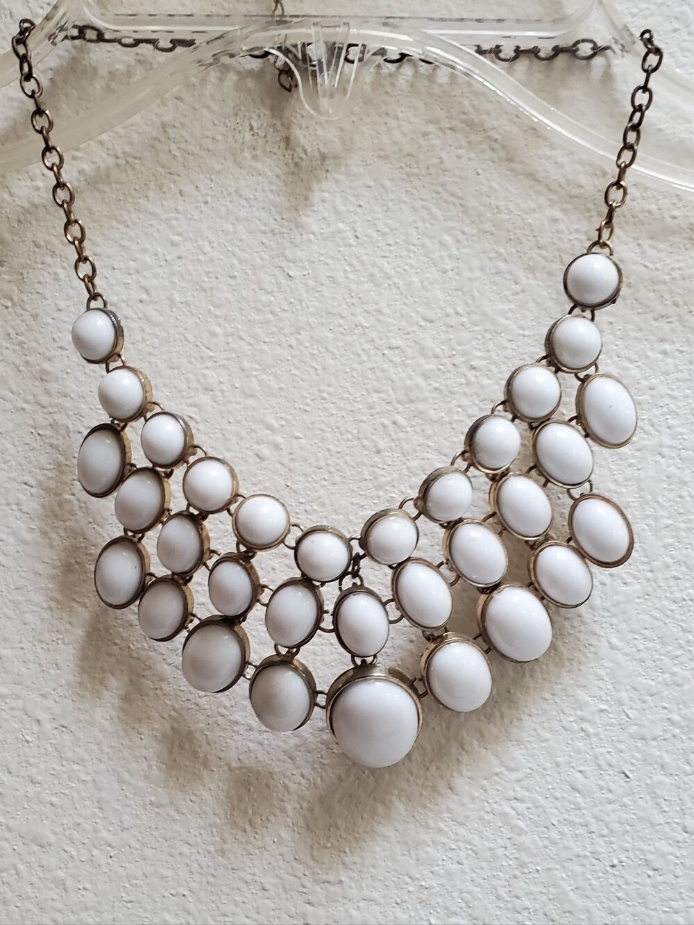 White Statement Bib Necklace by